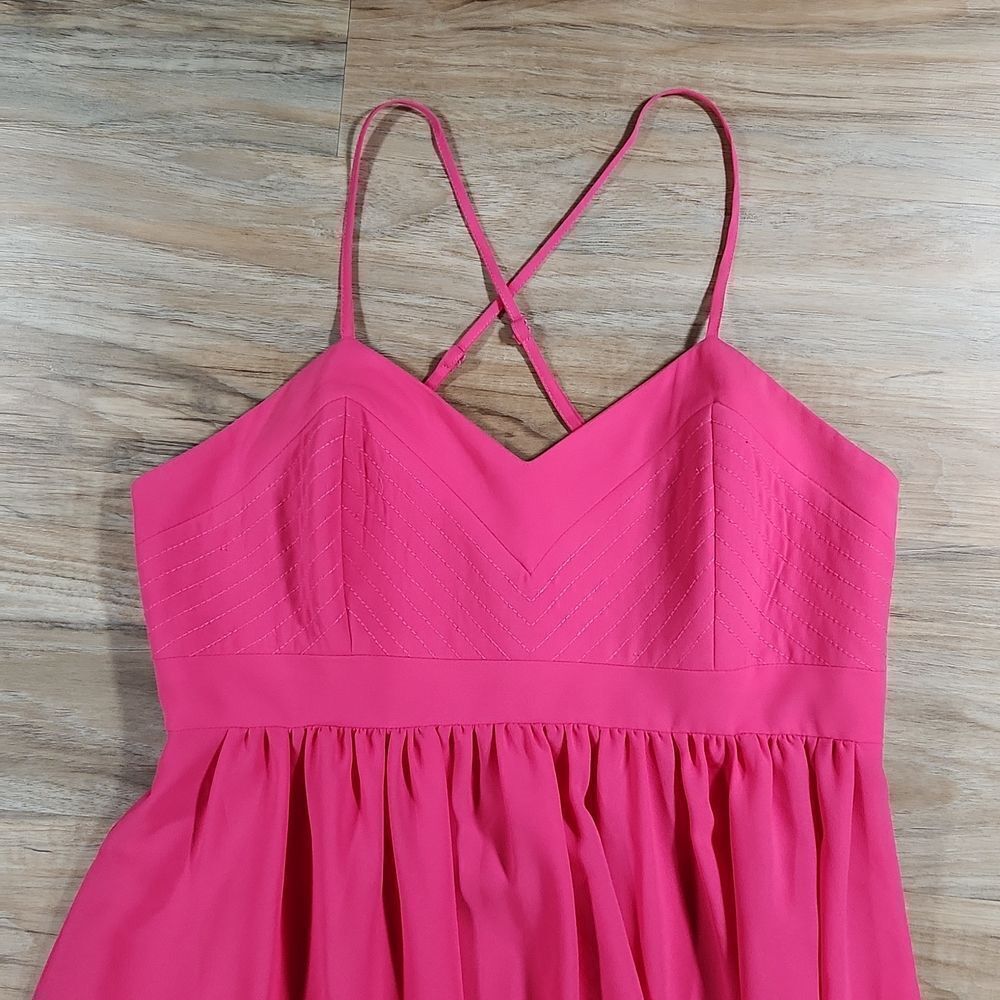 🔹️Anthropologie Badgley Mischka Hot Pink Spaghetti Strap Maxi Dress Size 6 - Picture 4 of 11